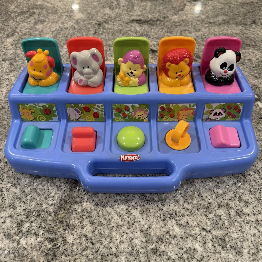 VINTAGE 1995 Hasbro/Playskool Poppin' Pals Pop Up Jungle Animals Activity Toy